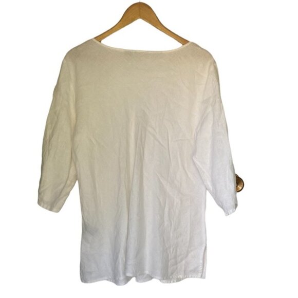 100% Irish Linen Ecologie Brand White 3/4 Sleeve Top Womens Size XL - Picture 2 of 9